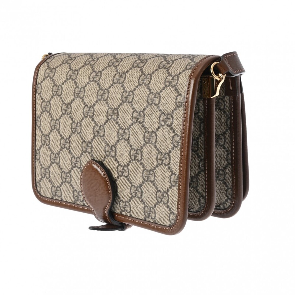 Gucci Leather Tan Shoulder GG Brown Interlocking Beige Supreme Bag